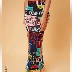 SXY High Waist Letter Graphic Skirt